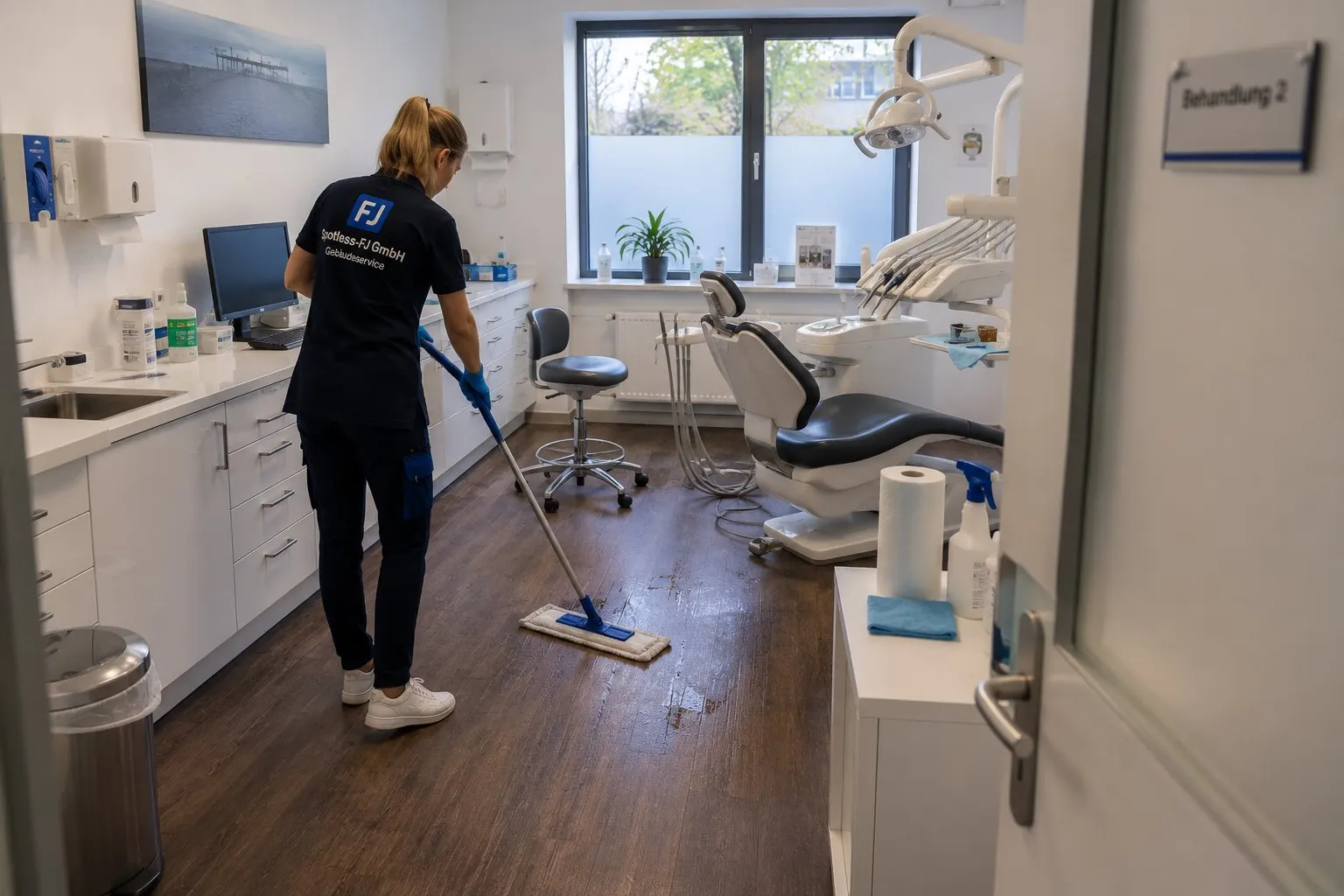 Reinigung eines Behandlungszimmers in einer Praxis in Hamburg
